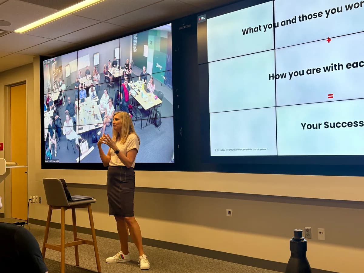 Stephanie delivering a leadership framework talk